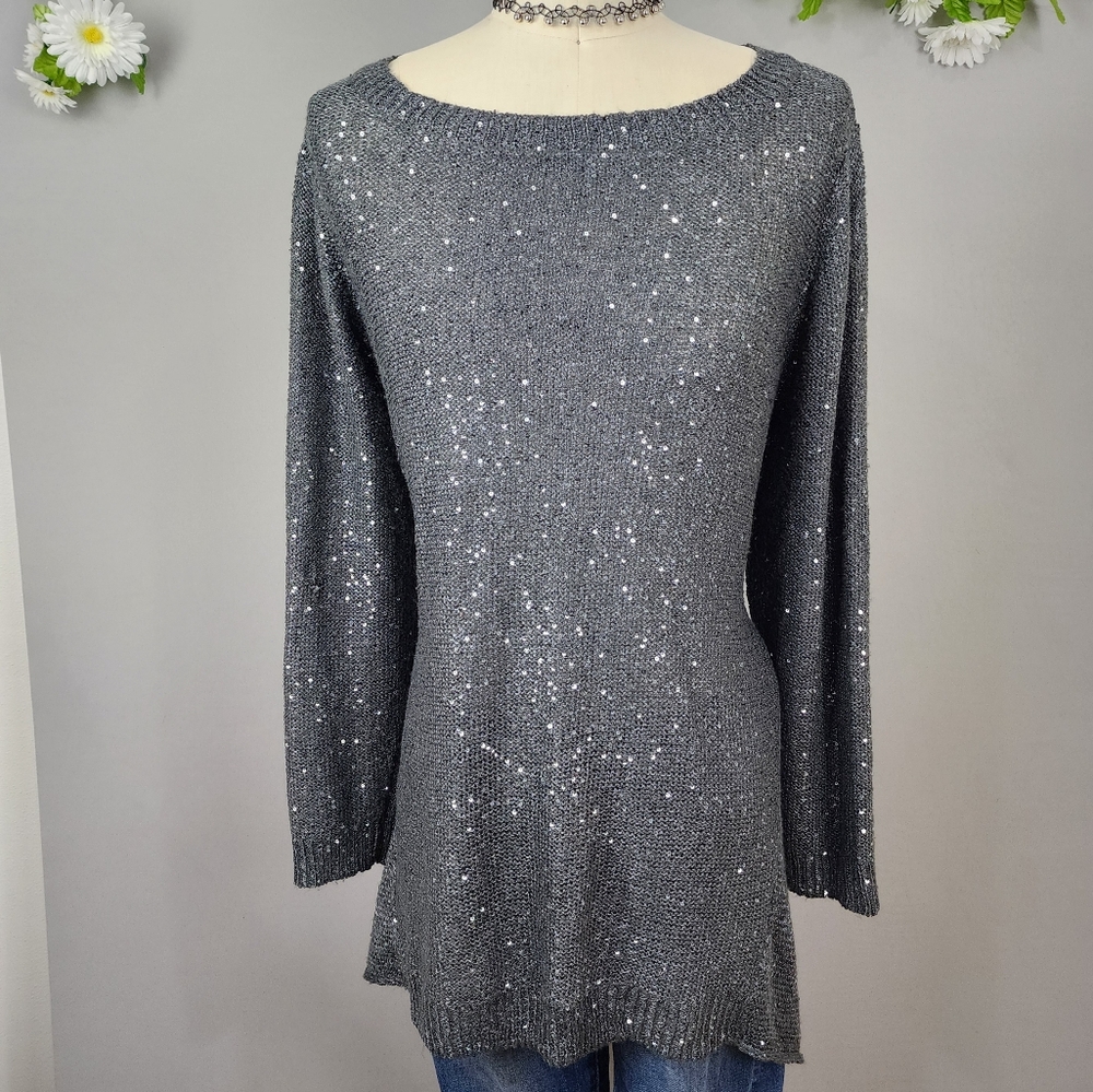 Monroe and Main Grey Sweater - Sparkly Tunic Womens Sz 3x